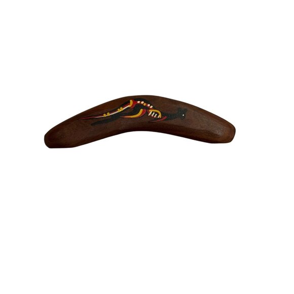 Handcrafted Wooden Boomerang With Aboriginal Art Design By Gureng Gureng Tribe - - Picture 7 of 8